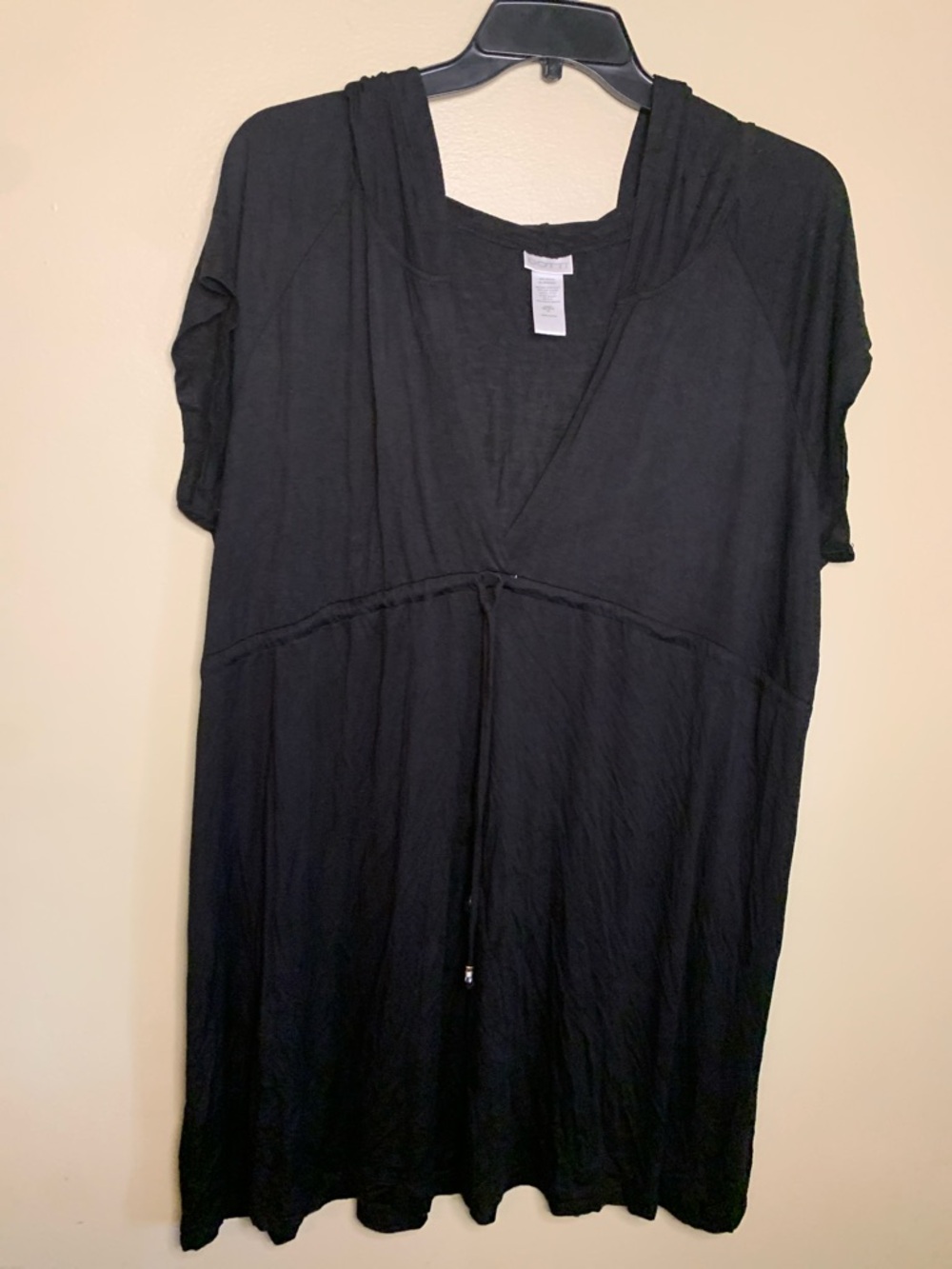 Dotti Black V-Neck Drawstring Tunic